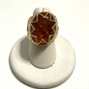 Michael Valitutti NH Gems Vogue Sterling Silver Two Tone Revere Amber Ring